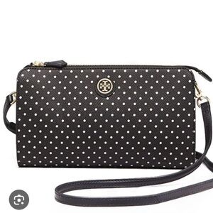 Like New! TORY BURCH Crossbody Bag Kerrington Viva Dot, Black and White